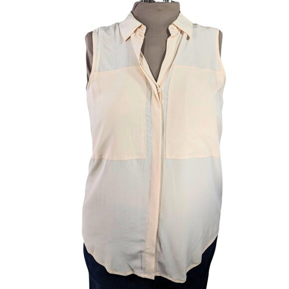 Max Studio Tops - Max Studio Large NWT Sleeveless Peach Silk Collared Blouse